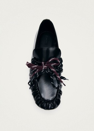 Aven Lace Black Leather Loafers from Alohas