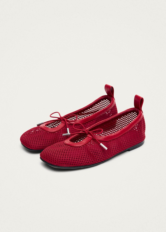 Rosalind Mesh Red Leather Ballet Flats from Alohas