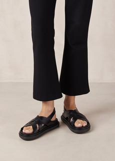 Trunca Black Leather Sandals from Alohas