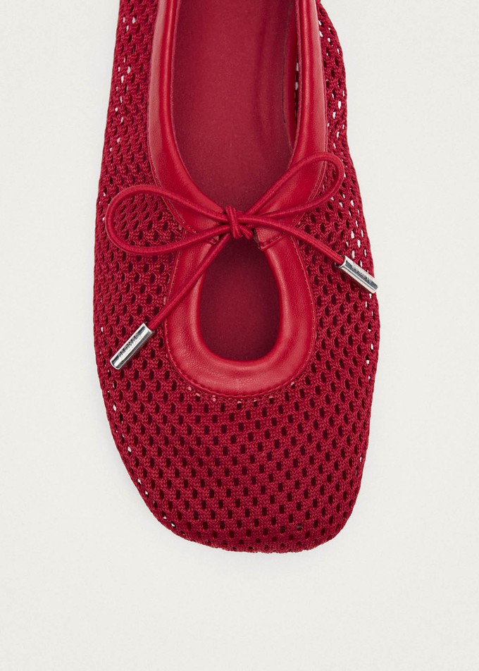 Rosalind Mesh Red Leather Ballet Flats from Alohas