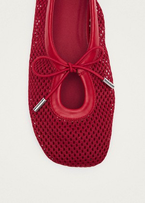 Rosalind Mesh Red Leather Ballet Flats from Alohas