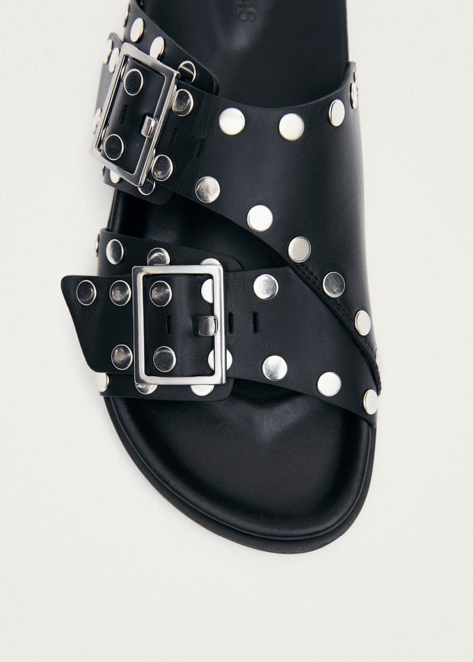 Alba Studs Black Leather Sandals from Alohas
