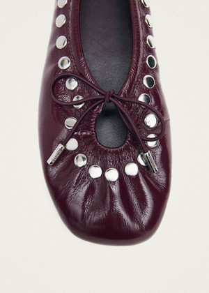 Rosalind Studs Patent Burgundy Leather Ballet Flats from Alohas