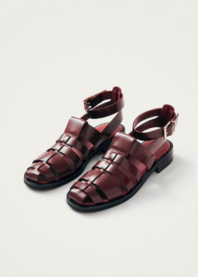 Perry Sleek Burgundy Leather Sandals from Alohas