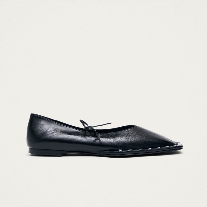 Sway Studs Rift Black Leather Ballet Flats from Alohas