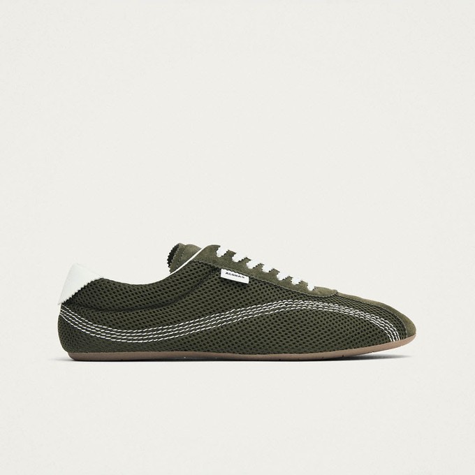 Tb.267 Welle Mesh Olive Green Leather Sneakers from Alohas