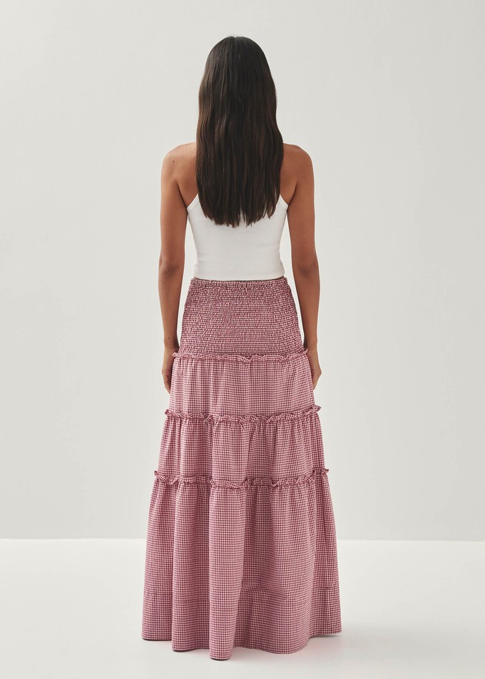 Atenea Checks Burgundy Skirt from Alohas