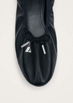 Elena Black Leather Ballet Flats from Alohas
