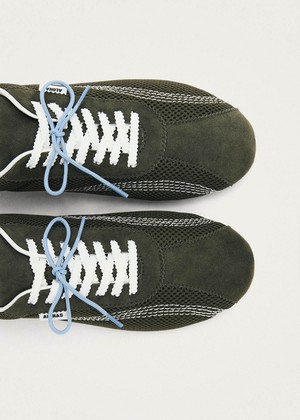 Tb.267 Welle Mesh Olive Green Leather Sneakers from Alohas