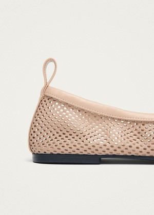 Rosalind Mesh Beige Leather Ballet Flats from Alohas