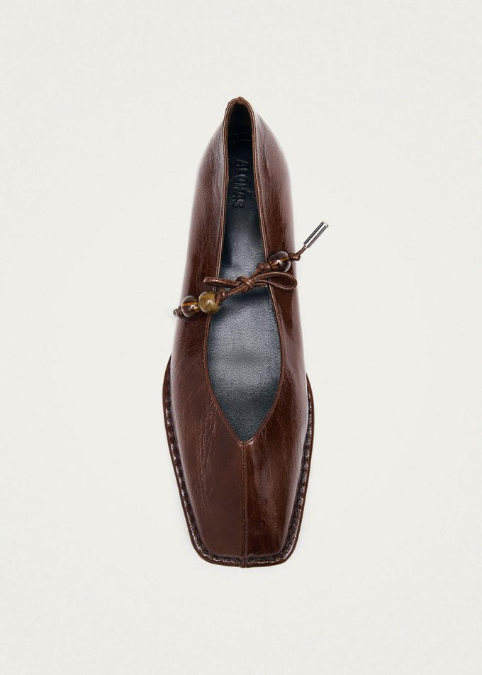 Sway Beads Rift Brown Leather Ballet Flats from Alohas