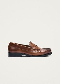 Rivet Vintage Effect Tan Leather Loafers via Alohas