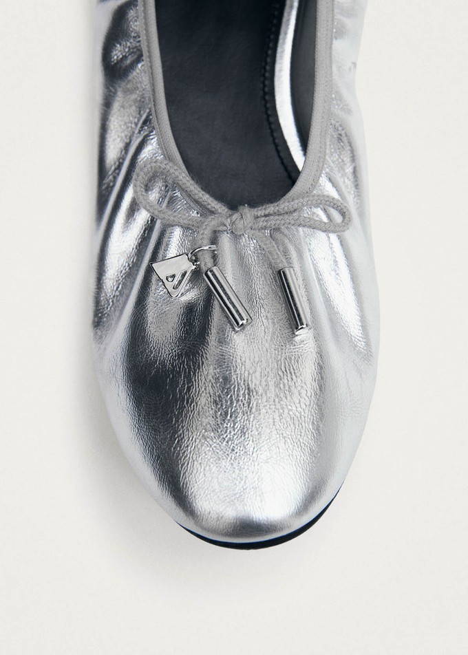 Elena Shimmer Silver Leather Ballet Flats from Alohas