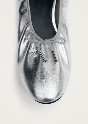 Elena Shimmer Silver Leather Ballet Flats from Alohas