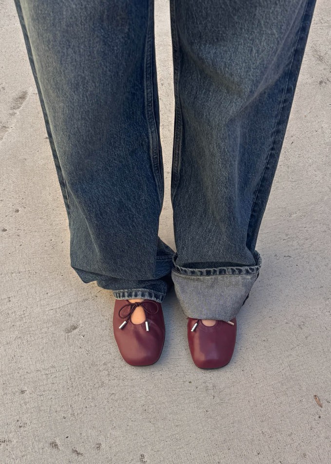 Rosalind Burgundy Vegan Leather Ballet Flats from Alohas