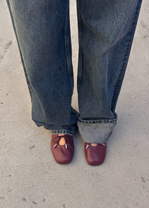 Rosalind Burgundy Vegan Leather Ballet Flats from Alohas