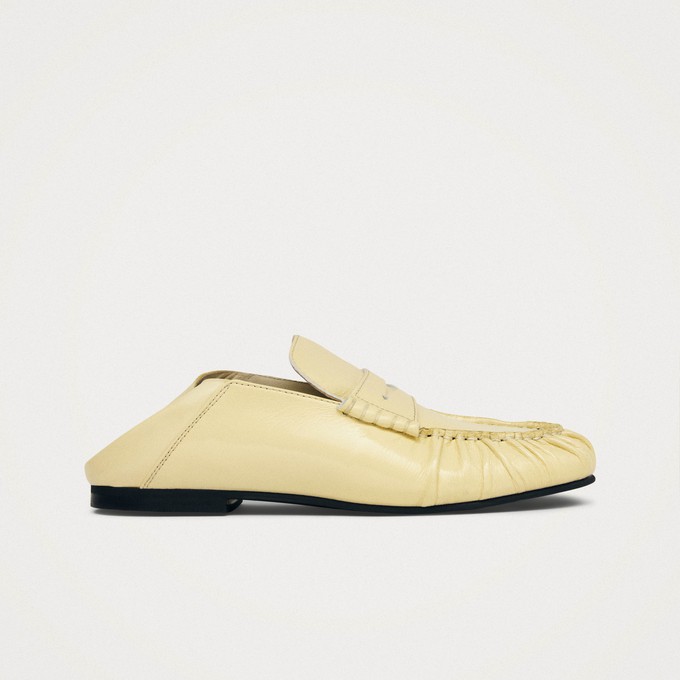 Aven Mule Patent Pale Yellow Leather Loafers from Alohas