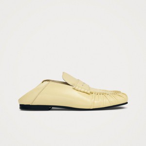 Aven Mule Patent Pale Yellow Leather Loafers from Alohas