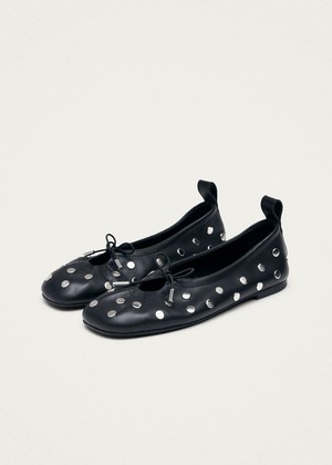 Rosalind All Studs Black Leather Ballet Flats from Alohas