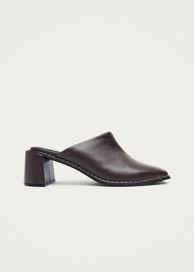 Lex Dark Chocolate Leather Mules from Alohas