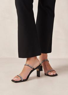Cannes Glow Black Leather Sandals from Alohas