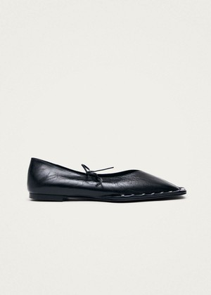 Sway Studs Rift Black Leather Ballet Flats from Alohas