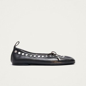 Rosalind Studs Vintage Effect Brown Leather Ballet Flats from Alohas