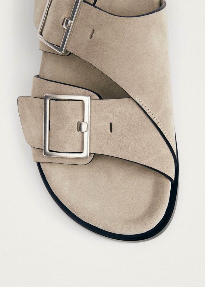 Alba Suede Beige Leather Sandals from Alohas
