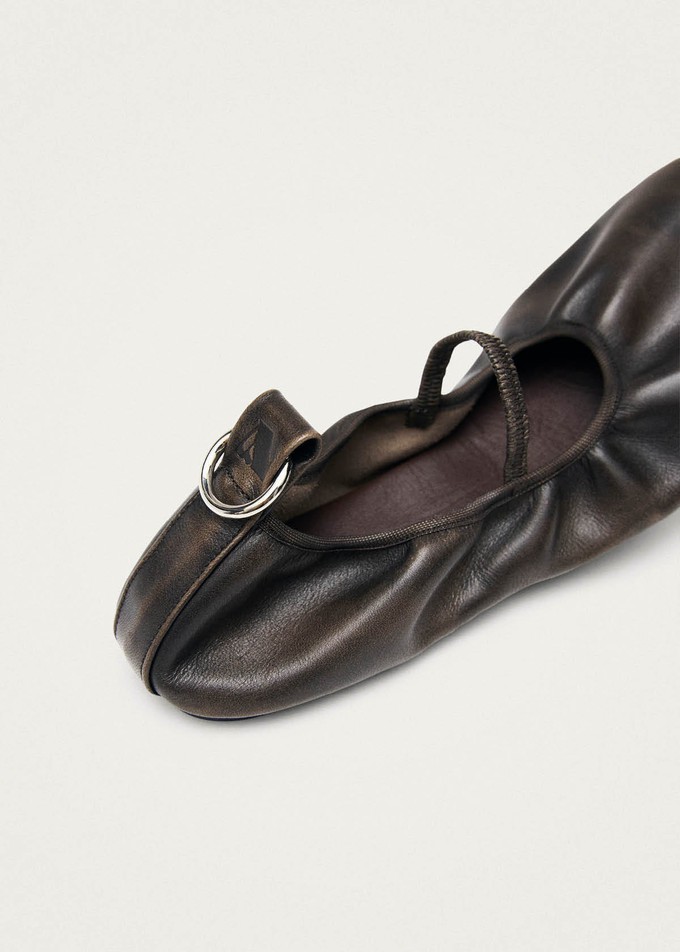 Naira Barefoot Vintage Effect Brown Leather Ballet Flats from Alohas