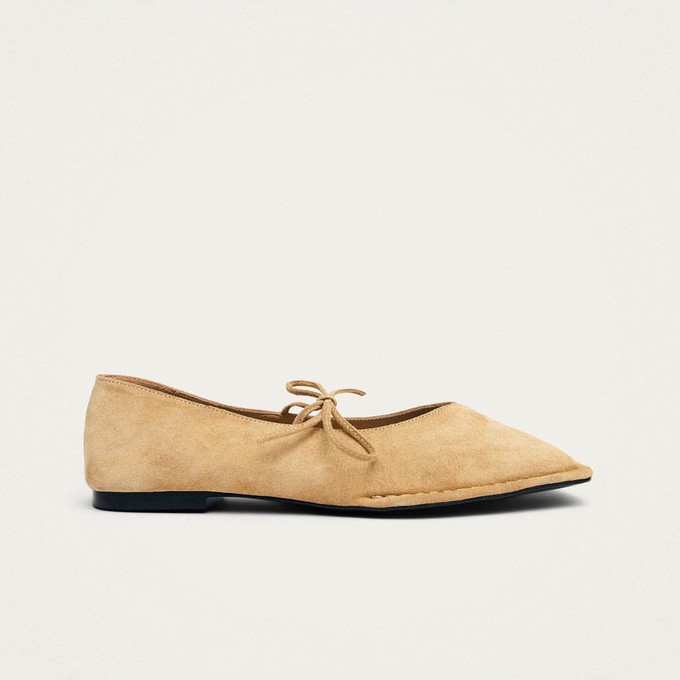 Sway Suede Beige Leather Ballet Flats from Alohas