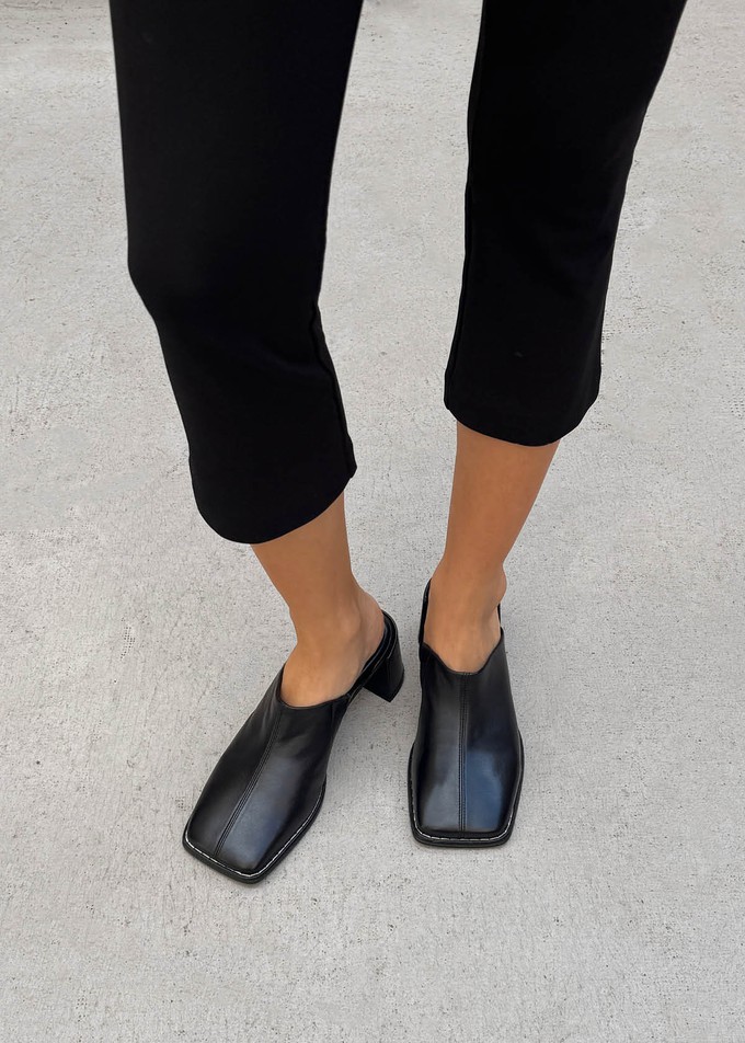 Project Cece | Lex Black Leather Mules