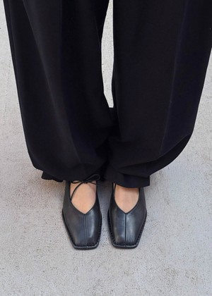 Sway Vintage Effect Black Leather Ballet Flats from Alohas