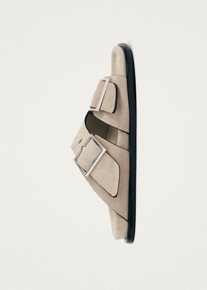 Alba Suede Beige Leather Sandals from Alohas