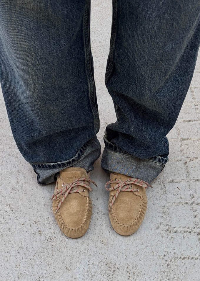 Rowan Sporty Suede Beige Leather Loafers from Alohas