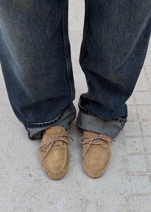 Rowan Sporty Suede Beige Leather Loafers from Alohas