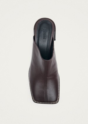 Lex Dark Chocolate Leather Mules from Alohas