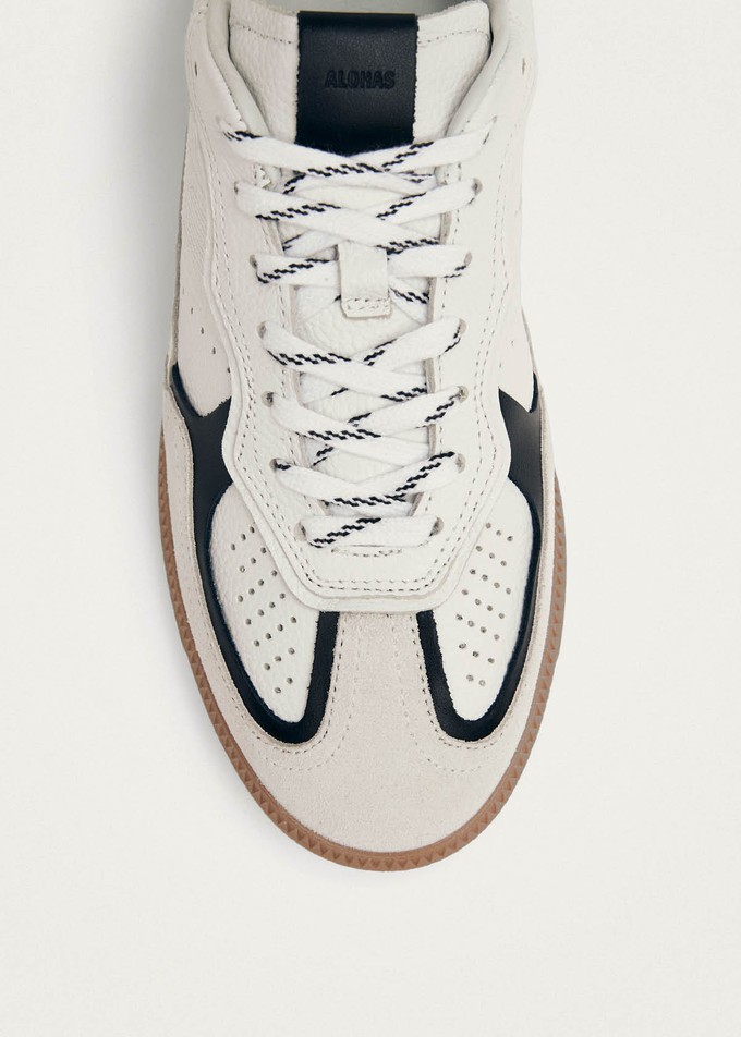 Tb.490 Rife Grain White Black Leather Sneakers from Alohas