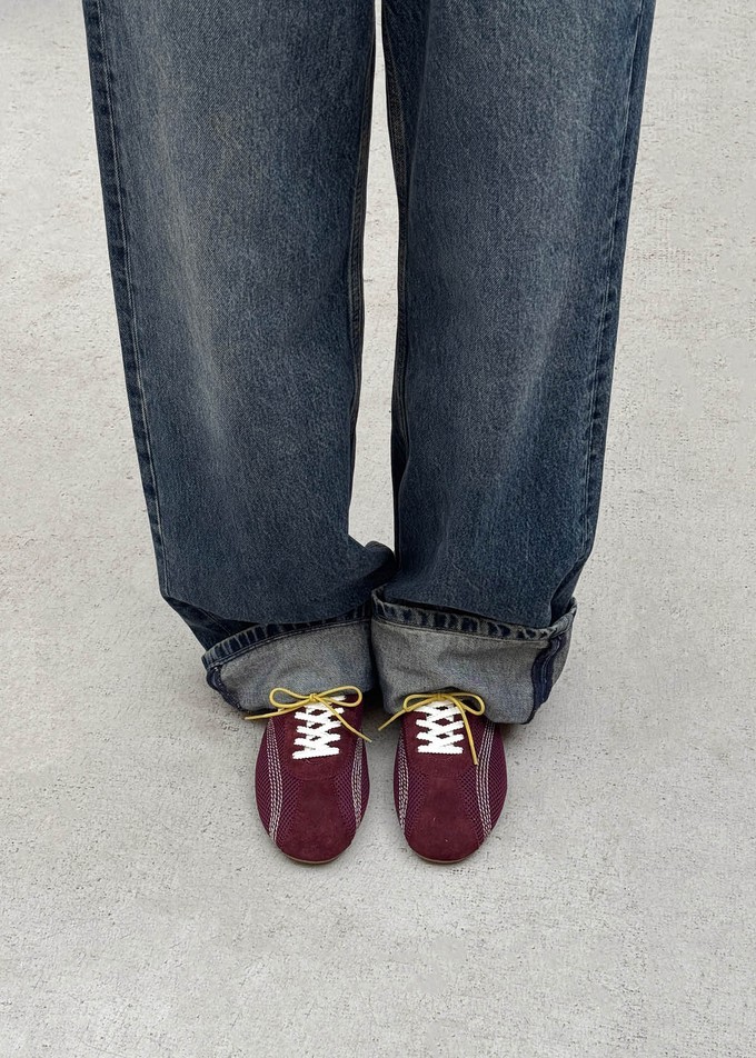 Tb.267 Welle Mesh Burgundy Leather Sneakers from Alohas