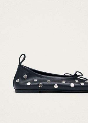 Rosalind All Studs Black Leather Ballet Flats from Alohas