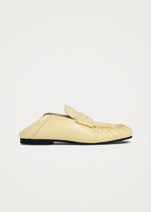 Aven Mule Patent Pale Yellow Leather Loafers from Alohas