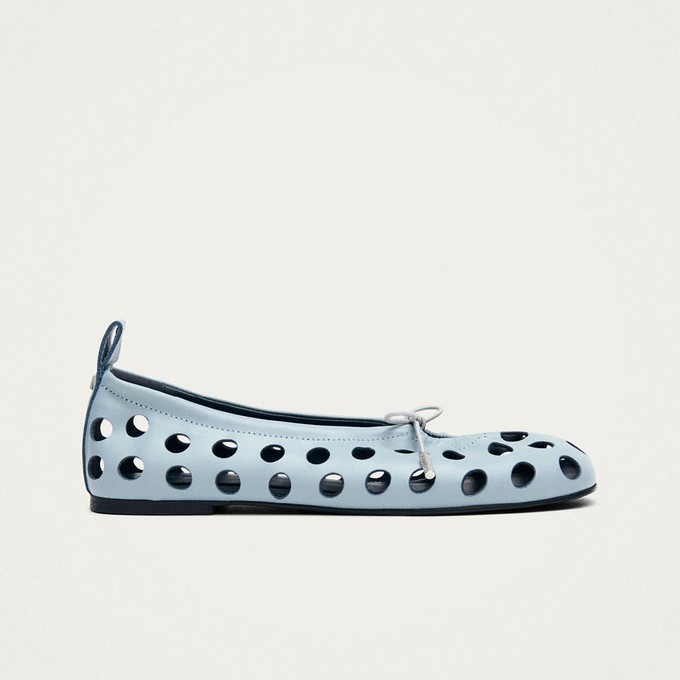 Rosalind Cut Out Blue Leather Ballet Flats from Alohas
