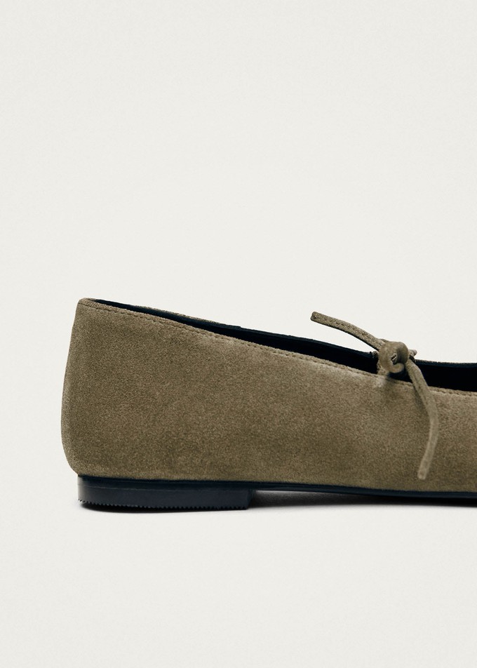 Sway Suede Khaki Leather Ballet Flats from Alohas