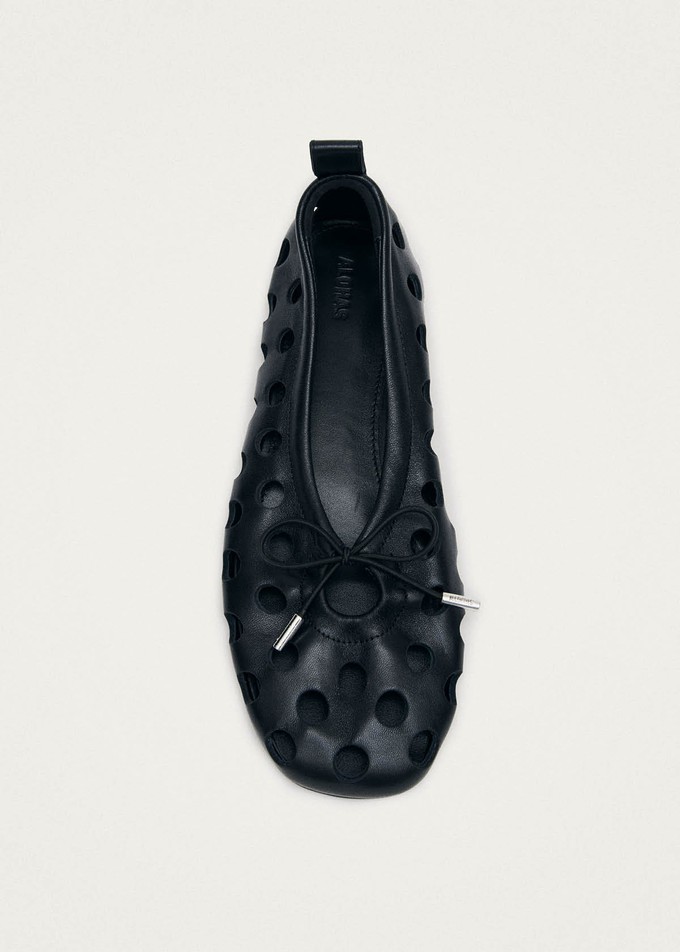 Rosalind Cut Out Black Leather Ballet Flats from Alohas