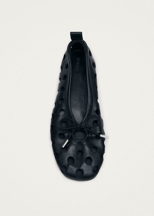 Rosalind Cut Out Black Leather Ballet Flats from Alohas