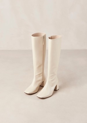 Chalk Warm White Vegan Leather Boots from Alohas