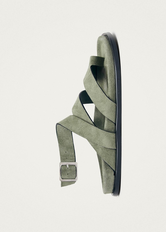 Tide Suede Green Leather Sandals from Alohas