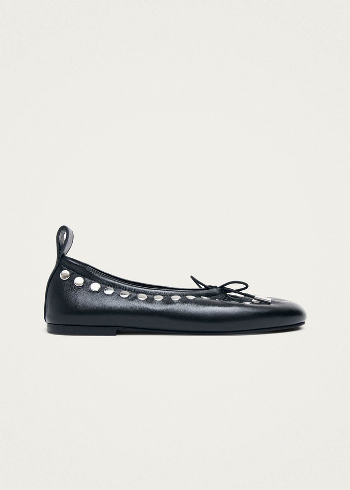 Rosalind Studs Black Leather Ballet Flats from Alohas