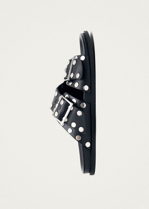 Alba Studs Black Leather Sandals from Alohas