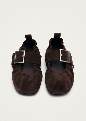 Sarea Suede Brown Leather Ballet Flats from Alohas