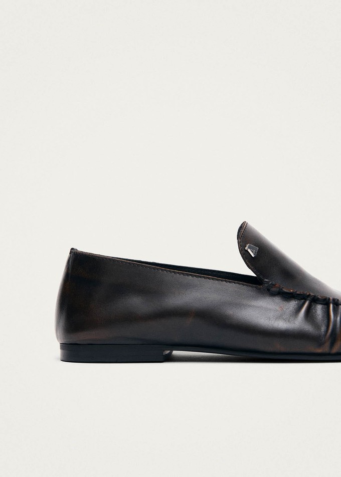 Gabe Vintage Effect Brown Leather Loafers from Alohas